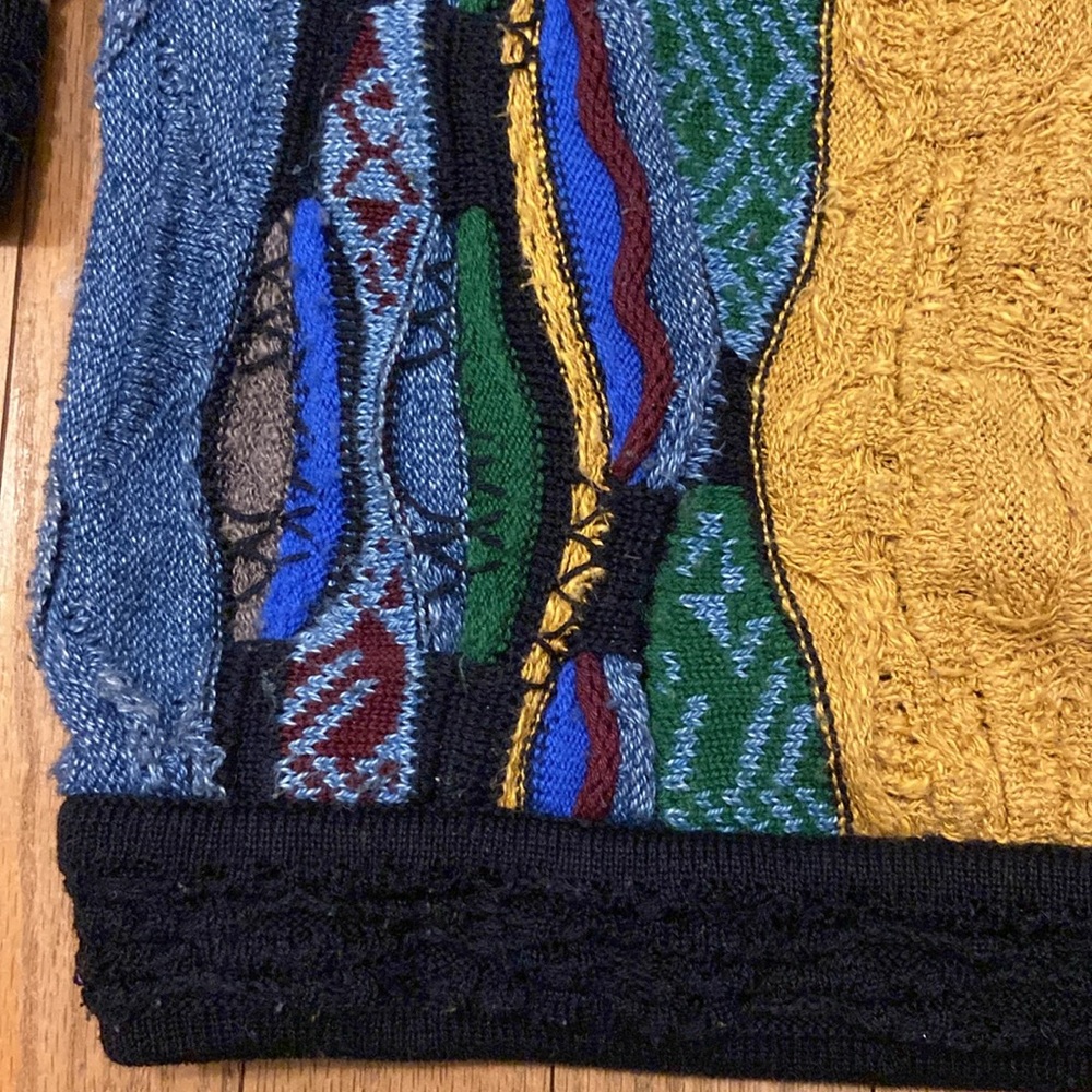 Rare Vintage Coogi 3D Textured Knit Sweater with Suede Detail - Picture 11 of 16